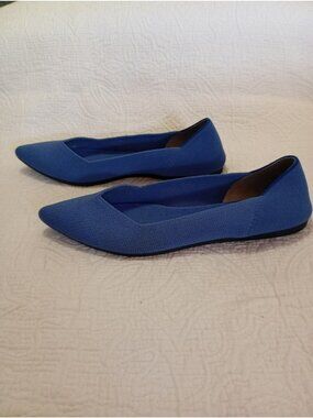 Rothys Blue Pointed Toe Flats Womens Size 7.5 Comfortable Slip-On Shoes